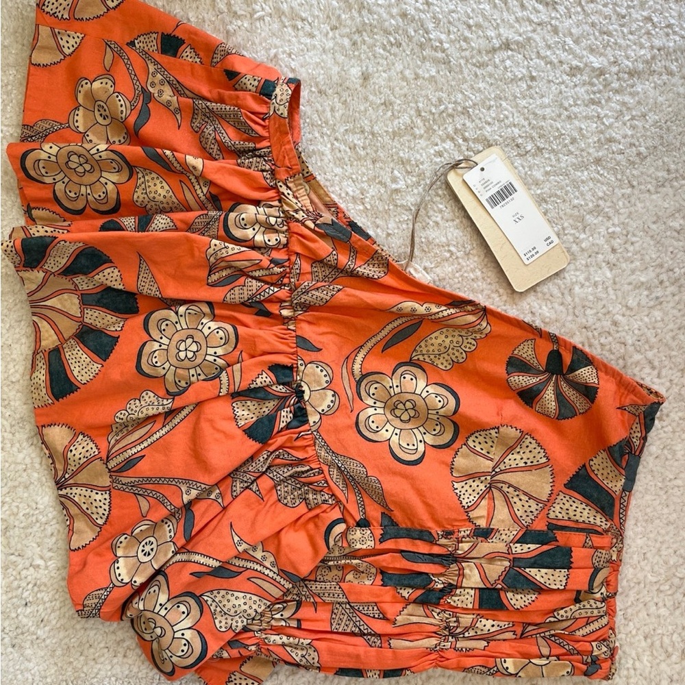 NWT- Anthropology One-Shoulder Top “Let Me Be” Floral crop top